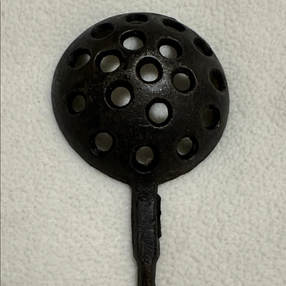 Vintage Cast Iron Skimmer Ladle Slotted Spoon Rustic Farmhouse Cottagecore